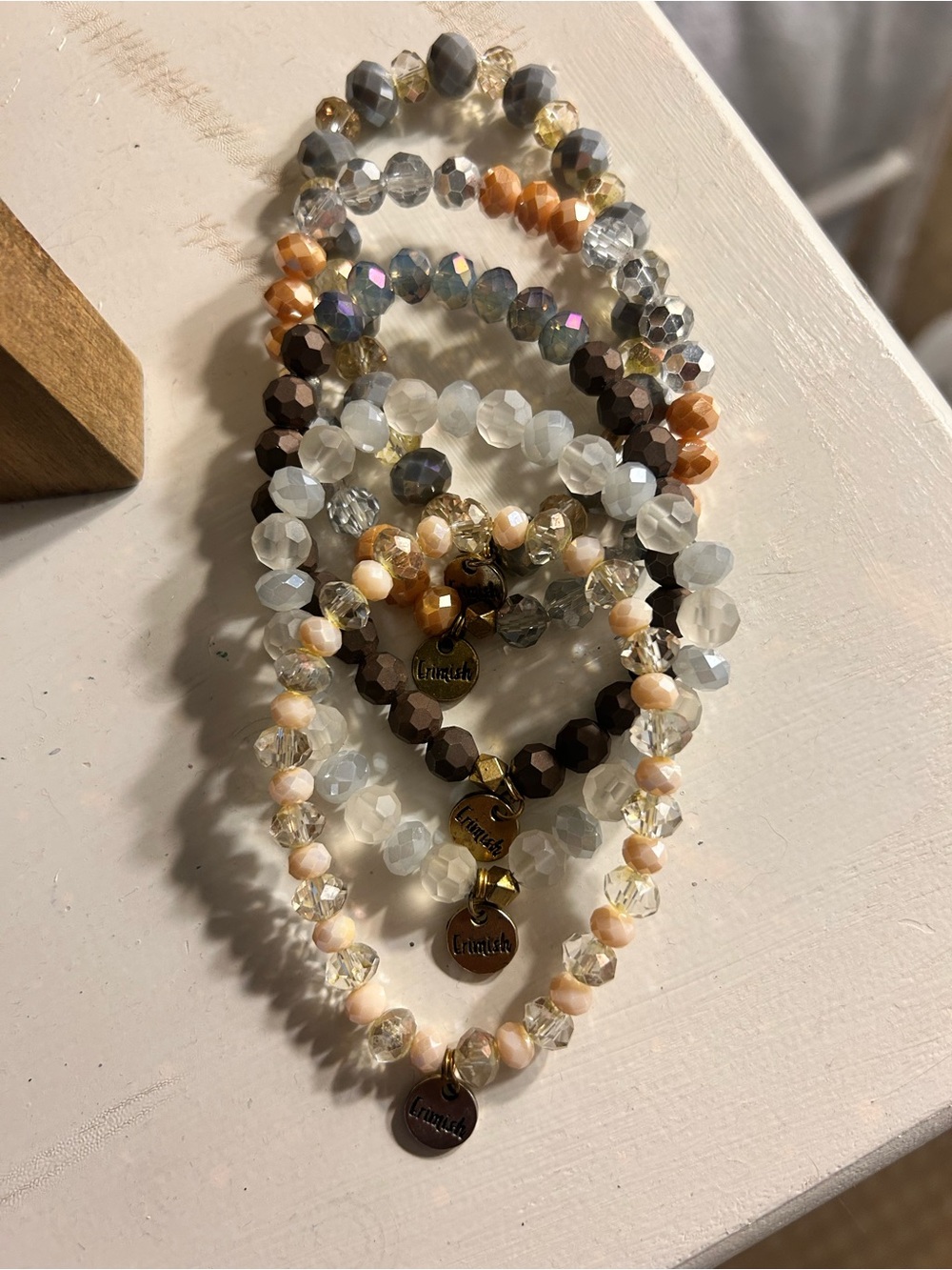 Neutral Mix Beaded Stretch Bracelet Set - Brown, Cream, Gray